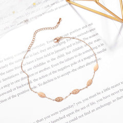 Stainless Steel Rose Gold leaf Anklet