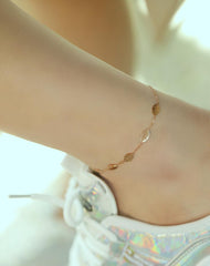 Stainless Steel Rose Gold leaf Anklet