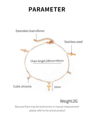 Stainless Steel Rose Gold Cross Anklet
