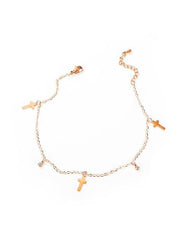 Stainless Steel Rose Gold Cross Anklet