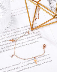 Stainless Steel Rose Gold Cross Anklet