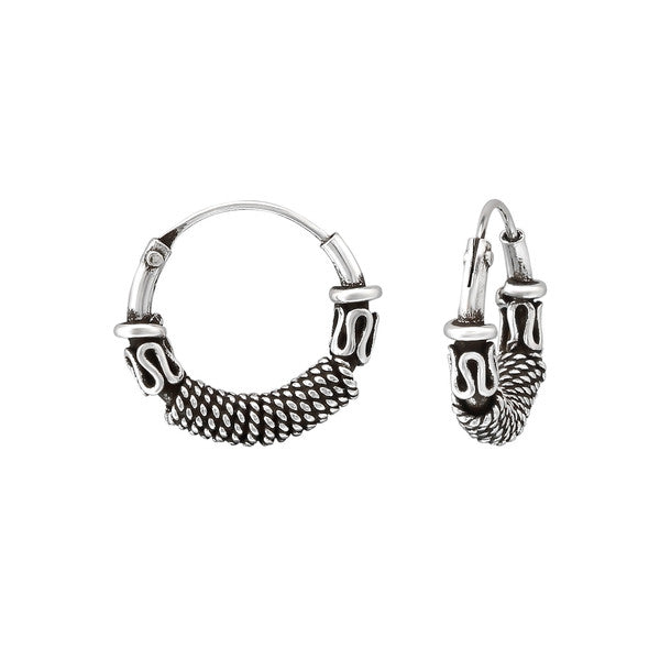 Silver Bali Hoop earrings 