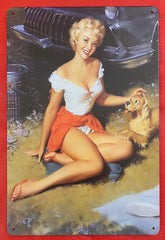 Lady with a Dog Metal TIn Sign Poster
