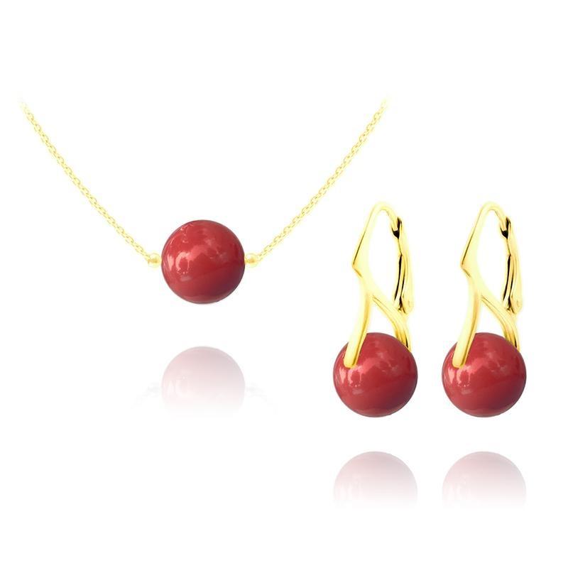 24K Gold  Red Coral  Pearl  Jewellery Set 