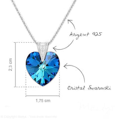 Bermuda Blue Silver  Heart  Pendant Necklace Jewellery Set