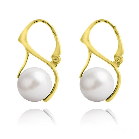 Nacreous Swarovski Crystal Pearl 24K Gold Earrings - White