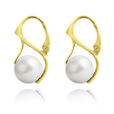 Nacreous Swarovski Crystal Pearl 24K Gold Earrings - White