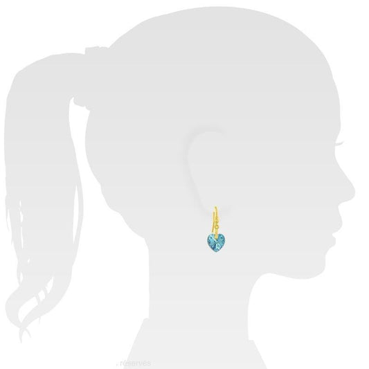 Aquamarine 24k Gold Heart Earrings