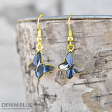  Butterfly 24K Gold Blue Earrings