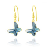 24K Gold Blue Butterfly Earrings