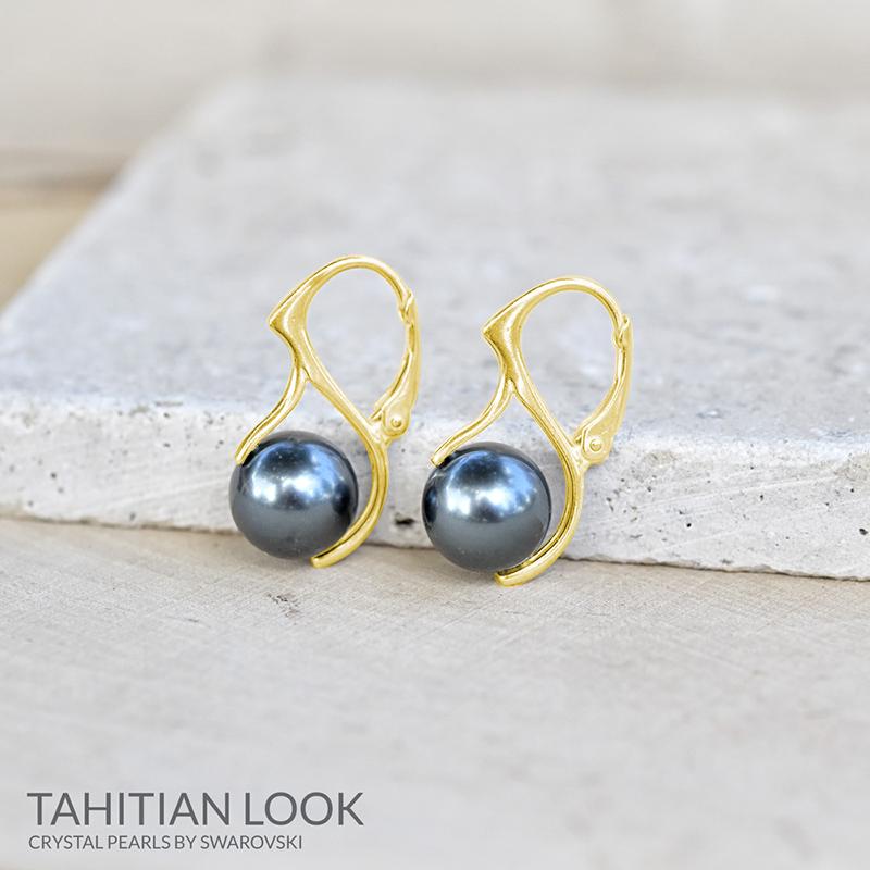 24K Gold and Pearl Tahitian Earrings