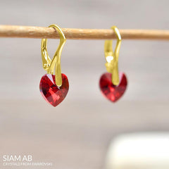 24K Gold Heart Earrings Siam