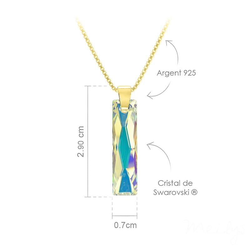 24K Gold Cut Swarovski Crystal Baguette Necklace 