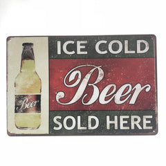 Ice Cold Beer Sold Here Tin Sign Poster