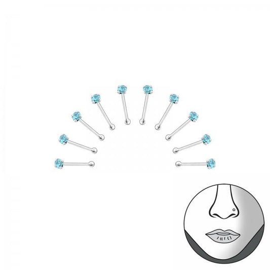 10 X Silver  Nose Studs with Ball end