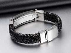 Leather Stainless Steel Buckle Bracelet