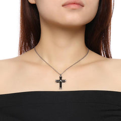 Black Cross Memorial Ashes Urn Necklace For Women