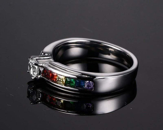 LGBT Pride CZ Engagement Ring