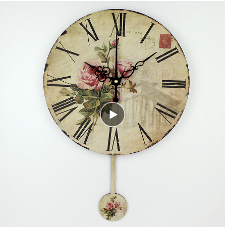 3D Rose Flower pendulum wall clock