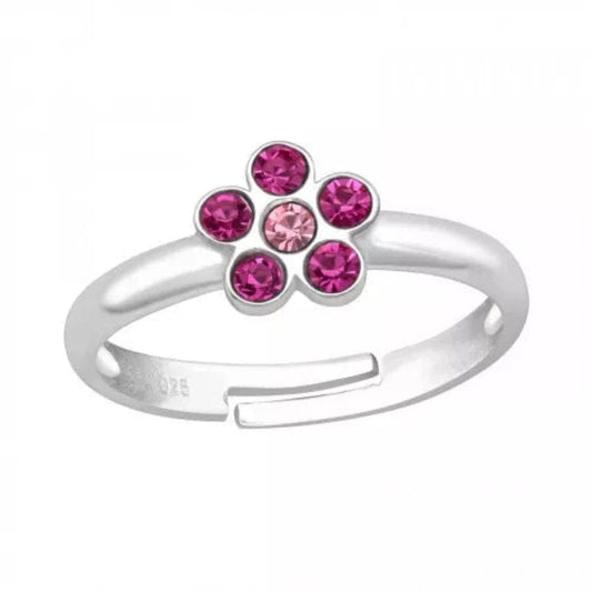 Children's Silver Flower Adjustable Ring