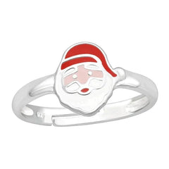 Childrens Silver Santa Claus Christmas Ring