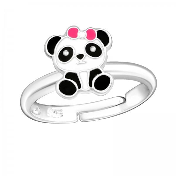 Kids Silver Panda Adjustable Ring