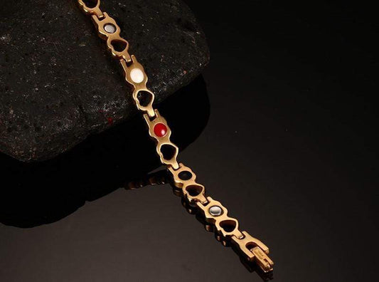 Stainless Steel Gold Heart Magnetic Health Bracelet