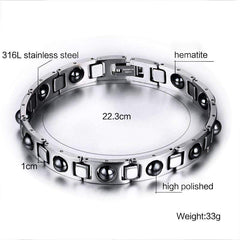Black Stainless Steel Magnet Therapy Bracelet