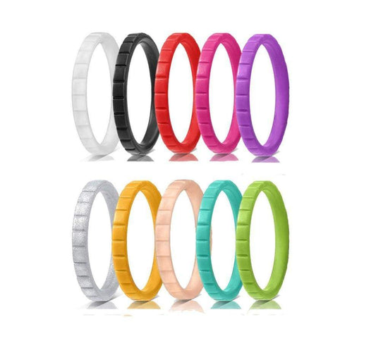 10 Pcs Women Silicone Rings Set