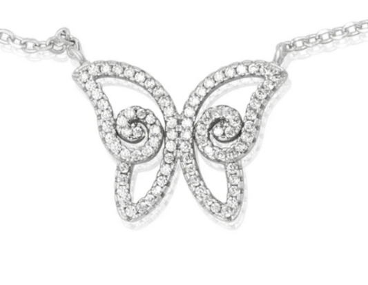 Cubic Zirconia Butterfly Pendant Necklace