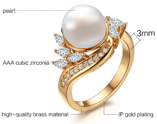 Cubic Zirconia  Pearl Wedding Ring for Women