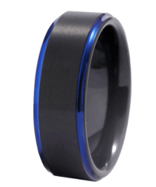 Blue Black Wedding Engagement Ring for Couple