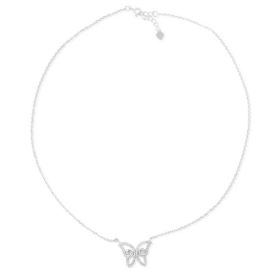 Cubic Zirconia Butterfly Pendant Necklace