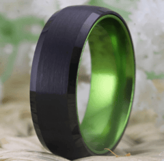 Black Green Wedding Ring for Men