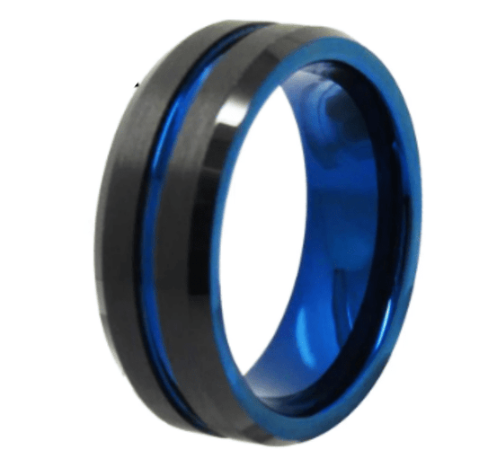 Blue Black Wedding Engagement Ring for Couple