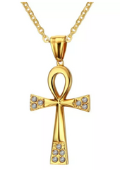 Gold Mens Egypt Cross Necklace