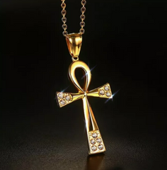 Gold Mens Egypt Cross Necklace