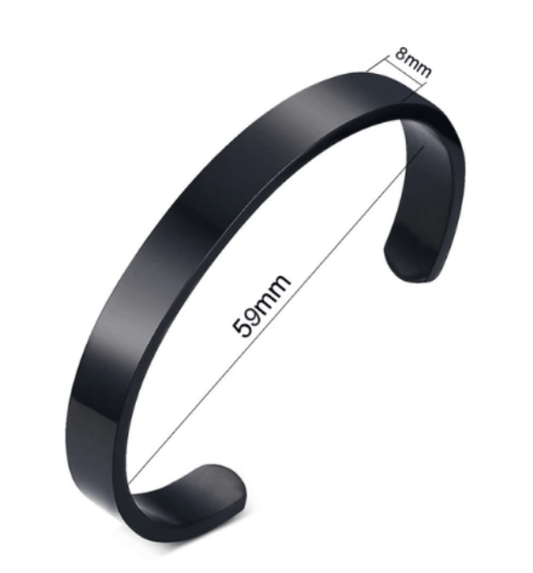 Black Personalised Custom Engraved  Cuff Bracelets