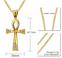 Gold Mens Egypt Cross Necklace