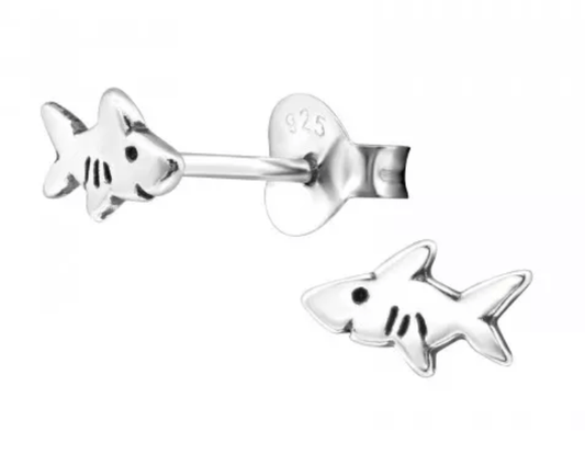 Kids Silver Shark Stud Earrings
