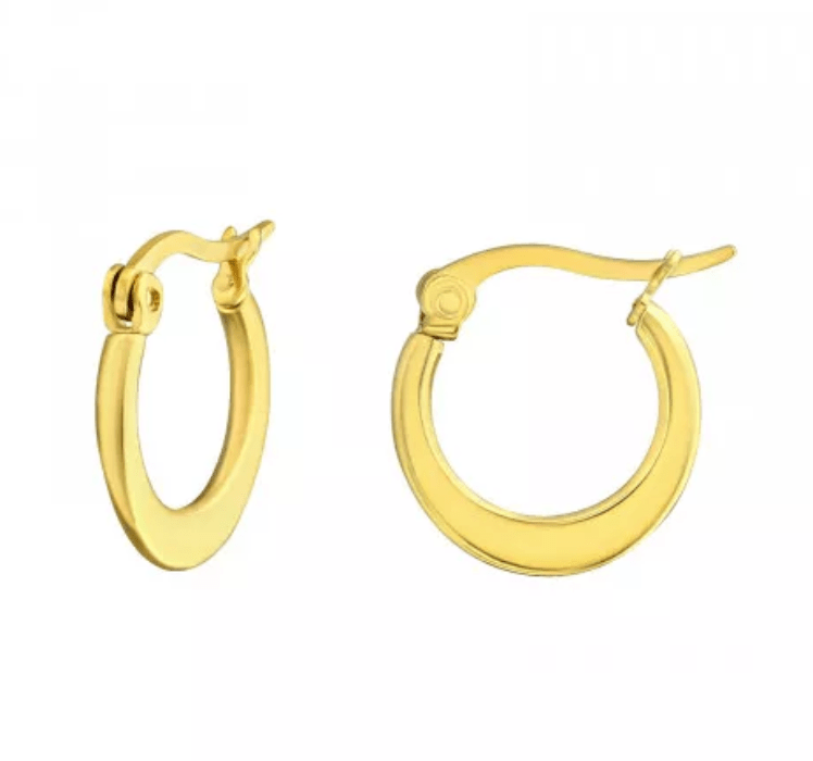 15mm Steel Gold Hoops Earrings