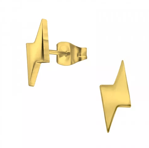 Gold Surgical Steel Lightning Earrings