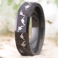 Black Animal Engraved Ring for Couple