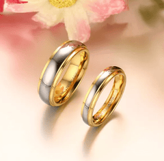 Gold Wedding Band Tungsten Ring