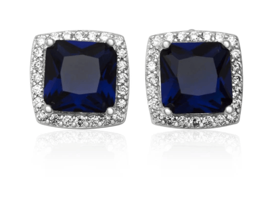 Cushion Cut Halo CZ Post Earrings