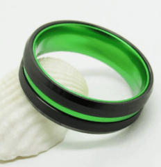 Black Green Engagement Ring for Men