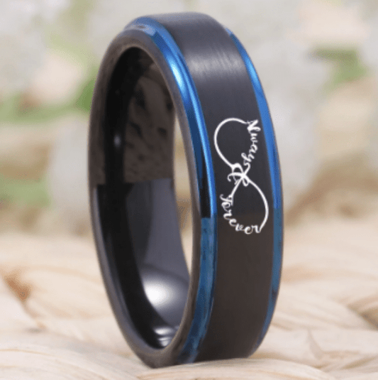 Black Blue Couple Wedding Engagement Ring