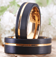 Black Gold Wedding Engagement Ring for Couple