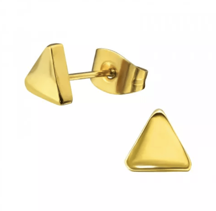 Gold Surgical Steel Triangle Stud Earrings