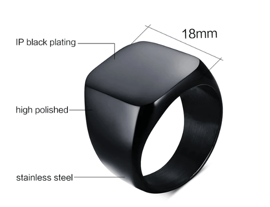 Black Signet Ring for Men